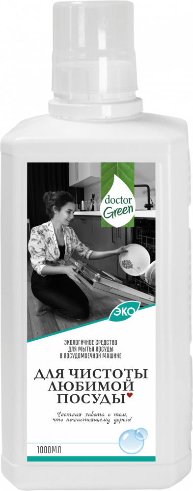Экологичное средство для мытья посуды в посудомоечной машине Doctor Green «Для чистоты любимой посуды», 1000мл в Актау.